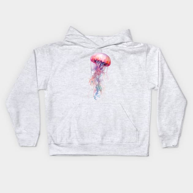 Watercolor Jellyfish Kids Hoodie by OspreyElliottDesigns